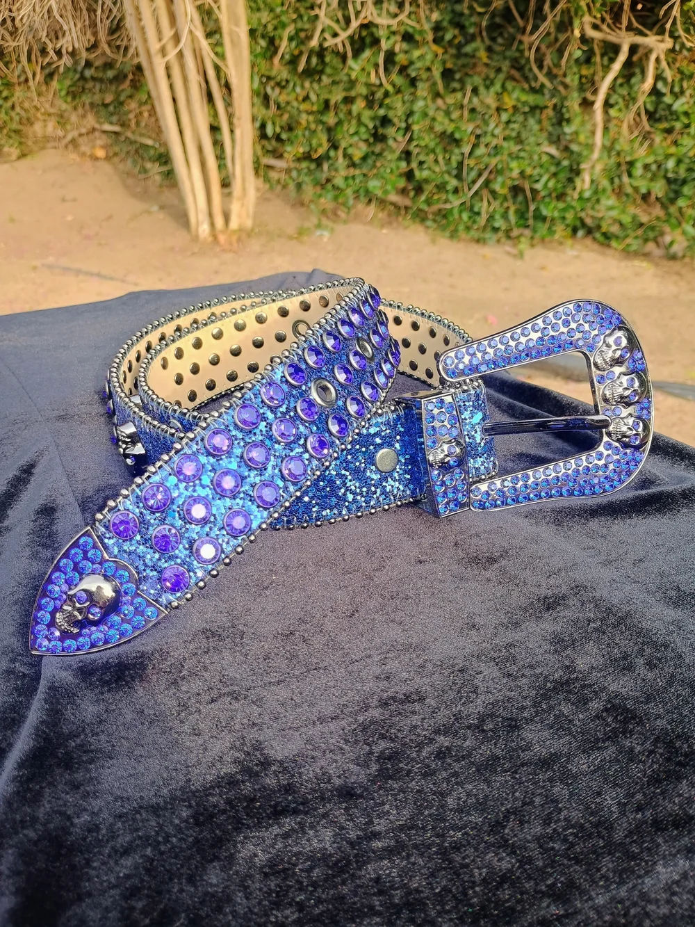 Embellished Purple Crystal Women’s Fashion Belt with Decorative Buckle